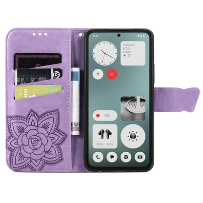 For Nothing CMF Phone 1 Butterfly Love Flower Embossed Leather Phone Case(Light Purple) - Nothing Cases by buy2fix | Online Shopping UK | buy2fix