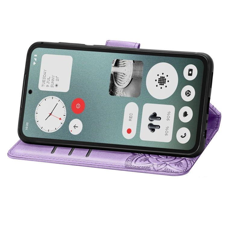 For Nothing CMF Phone 1 Butterfly Love Flower Embossed Leather Phone Case(Light Purple) - Nothing Cases by buy2fix | Online Shopping UK | buy2fix