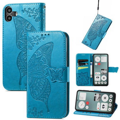 For Nothing CMF Phone 1 Butterfly Love Flower Embossed Leather Phone Case(Blue) - Nothing Cases by buy2fix | Online Shopping UK | buy2fix