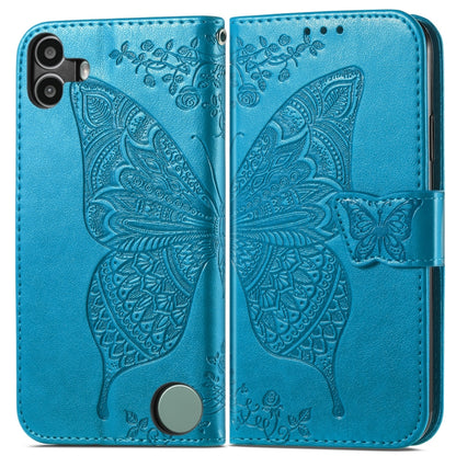 For Nothing CMF Phone 1 Butterfly Love Flower Embossed Leather Phone Case(Blue) - Nothing Cases by buy2fix | Online Shopping UK | buy2fix
