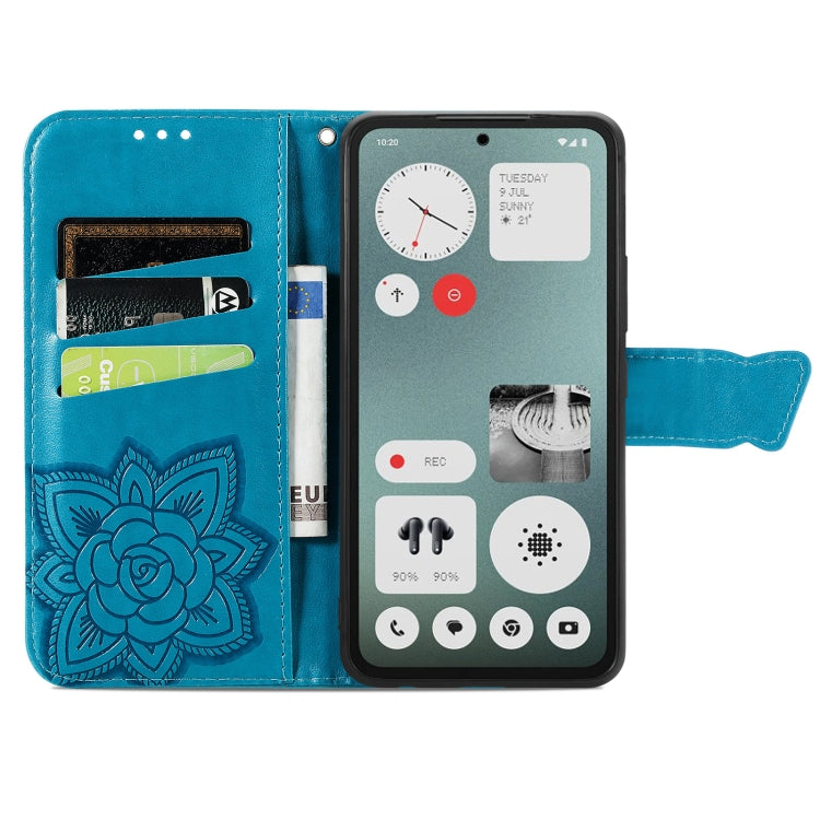 For Nothing CMF Phone 1 Butterfly Love Flower Embossed Leather Phone Case(Blue) - Nothing Cases by buy2fix | Online Shopping UK | buy2fix