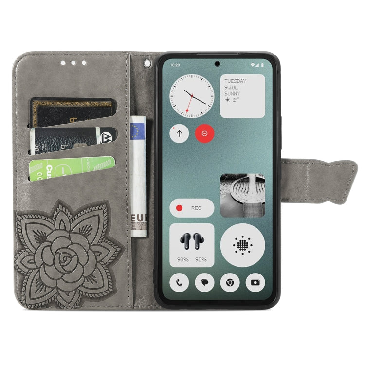 For Nothing CMF Phone 1 Butterfly Love Flower Embossed Leather Phone Case(Gray) - Nothing Cases by buy2fix | Online Shopping UK | buy2fix