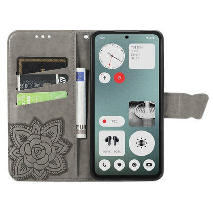 For Nothing CMF Phone 1 Butterfly Love Flower Embossed Leather Phone Case(Gray) - Nothing Cases by buy2fix | Online Shopping UK | buy2fix