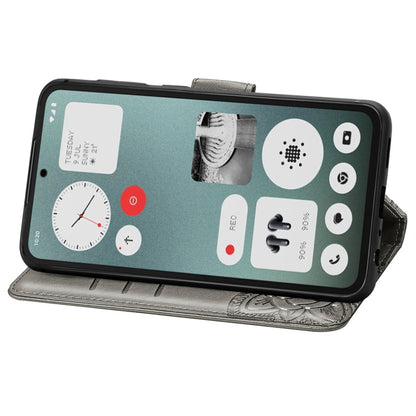 For Nothing CMF Phone 1 Butterfly Love Flower Embossed Leather Phone Case(Gray) - Nothing Cases by buy2fix | Online Shopping UK | buy2fix