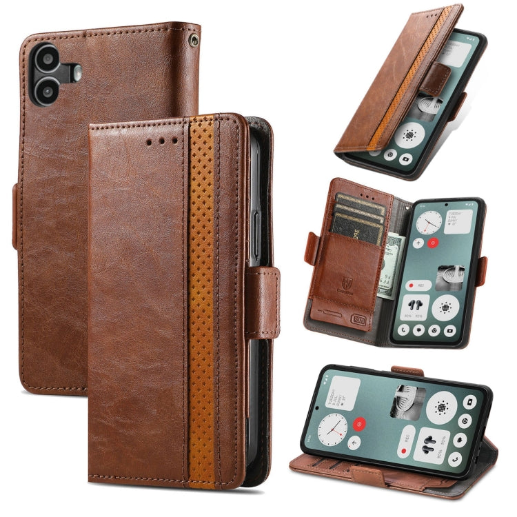 For Nothing CMF Phone 1 CaseNeo Splicing Dual Magnetic Buckle Leather Phone Case(Brown) - Nothing Cases by buy2fix | Online Shopping UK | buy2fix