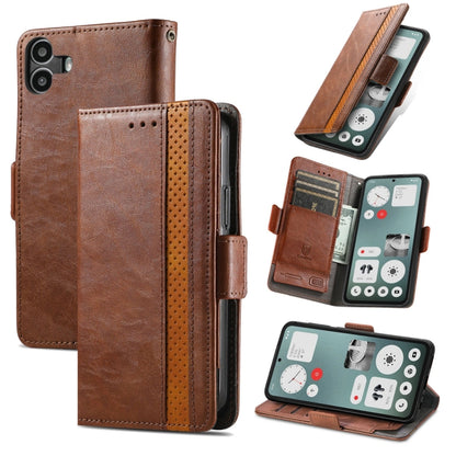 For Nothing CMF Phone 1 CaseNeo Splicing Dual Magnetic Buckle Leather Phone Case(Brown) - Nothing Cases by buy2fix | Online Shopping UK | buy2fix