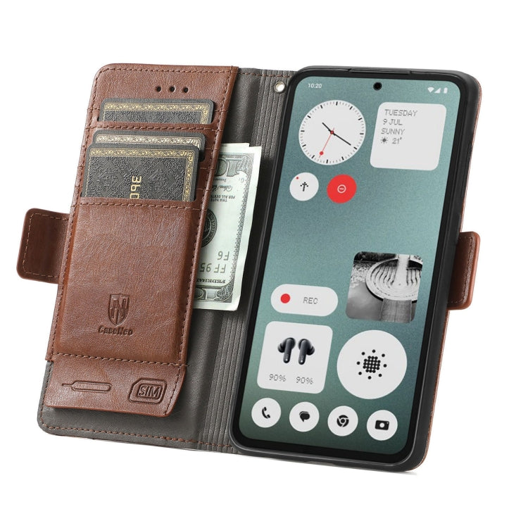 For Nothing CMF Phone 1 CaseNeo Splicing Dual Magnetic Buckle Leather Phone Case(Brown) - Nothing Cases by buy2fix | Online Shopping UK | buy2fix