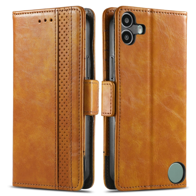 For Nothing CMF Phone 1 CaseNeo Splicing Dual Magnetic Buckle Leather Phone Case(Khaki) - Nothing Cases by buy2fix | Online Shopping UK | buy2fix