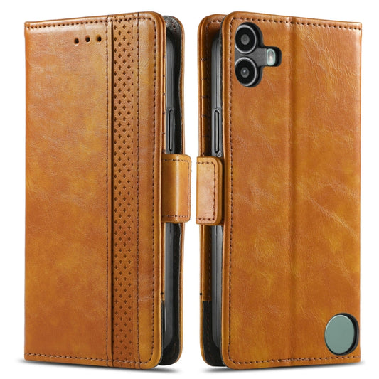 For Nothing CMF Phone 1 CaseNeo Splicing Dual Magnetic Buckle Leather Phone Case(Khaki) - Nothing Cases by buy2fix | Online Shopping UK | buy2fix