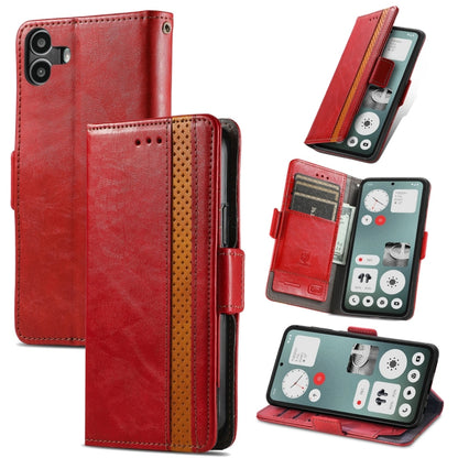 For Nothing CMF Phone 1 CaseNeo Splicing Dual Magnetic Buckle Leather Phone Case(Red) - Nothing Cases by buy2fix | Online Shopping UK | buy2fix