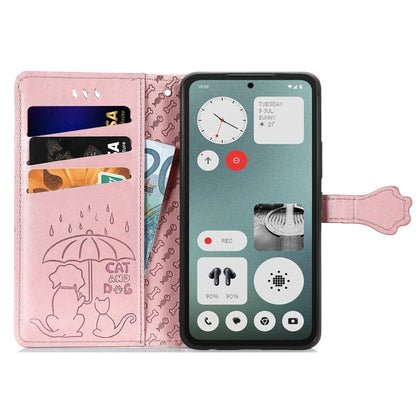 For Nothing CMF Phone 1 Cat and Dog Embossed Leather Phone Case(Rose Gold) - Nothing Cases by buy2fix | Online Shopping UK | buy2fix