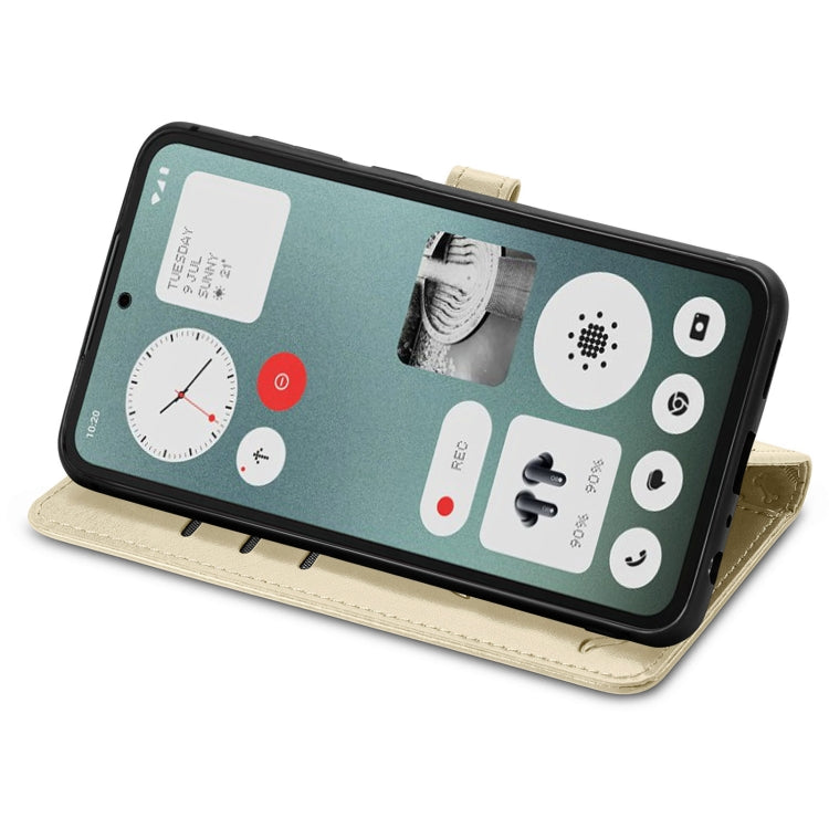 For Nothing CMF Phone 1 Cat and Dog Embossed Leather Phone Case(Gold) - More Brand by buy2fix | Online Shopping UK | buy2fix