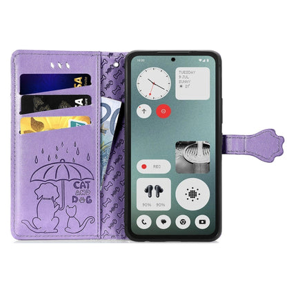 For Nothing CMF Phone 1 Cat and Dog Embossed Leather Phone Case(Purple) - Nothing Cases by buy2fix | Online Shopping UK | buy2fix