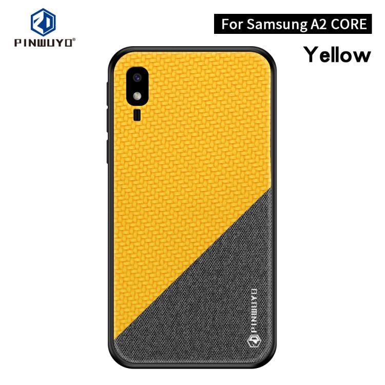 PINWUYO Honors Series Shockproof PC + TPU Protective Case for Galaxy A2 Core(Yellow) - Galaxy Phone Cases by PINWUYO | Online Shopping UK | buy2fix