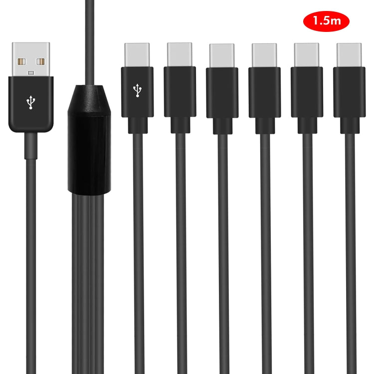 JUNSUNMAY 6 in 1 USB 2.0 to Type-C Splitter Cable, Length:1.5m - USB-C & Type-C Cable by JUNSUNMAY | Online Shopping UK | buy2fix