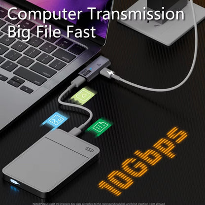 USB-C / Type-C Male to Dual Type-C Female USB3.2/10Gbps OTG Converter PD100W Charging Adapter(White) - OTG Adapter by buy2fix | Online Shopping UK | buy2fix