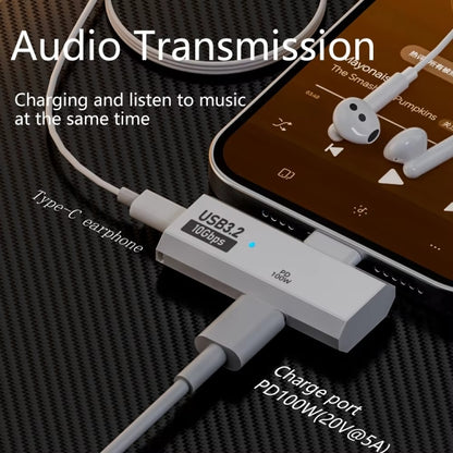 USB-C / Type-C Male to Dual Type-C Female USB3.2/10Gbps OTG Converter PD100W Charging Adapter(White) - OTG Adapter by buy2fix | Online Shopping UK | buy2fix