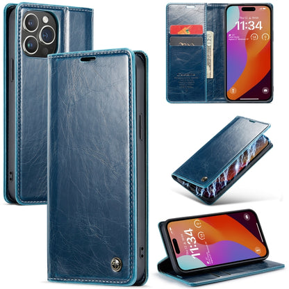 For iPhone 16 Pro CaseMe 003 Crazy Horse Texture Flip Leather Phone Case(Blue) - iPhone 16 Pro Cases by CaseMe | Online Shopping UK | buy2fix