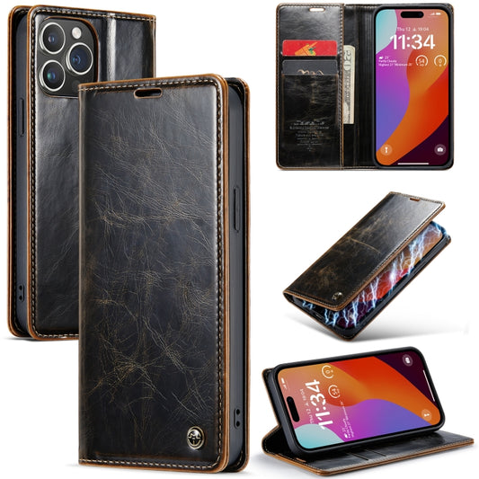 For iPhone 16 Pro CaseMe 003 Crazy Horse Texture Flip Leather Phone Case(Coffee) - iPhone 16 Pro Cases by CaseMe | Online Shopping UK | buy2fix