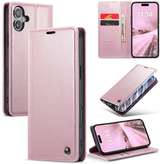 For iPhone 16 CaseMe 003 Crazy Horse Texture Flip Leather Phone Case(Pink) - iPhone 16 Cases by CaseMe | Online Shopping UK | buy2fix