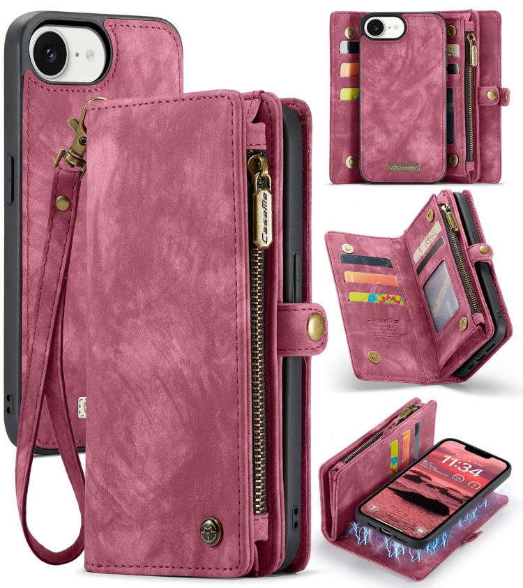 For iPhone 16e CaseMe 008 Detachable Multifunctional Leather Phone Case(Red) - iPhone 16e Cases by CaseMe | Online Shopping UK | buy2fix