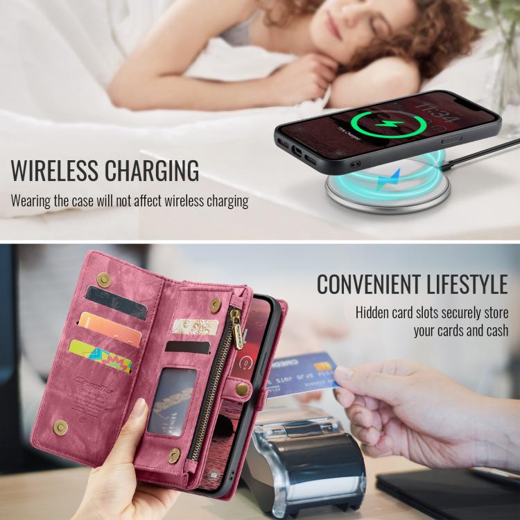 For iPhone 16e CaseMe 008 Detachable Multifunctional Leather Phone Case(Red) - iPhone 16e Cases by CaseMe | Online Shopping UK | buy2fix