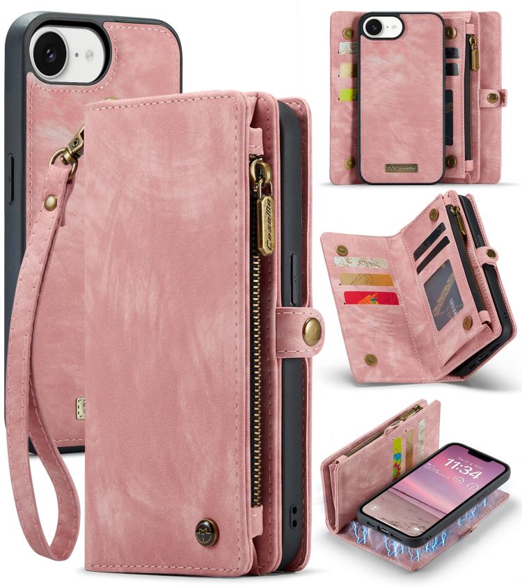 For iPhone 16e CaseMe 008 Detachable Multifunctional Leather Phone Case(Pink) - iPhone 16e Cases by CaseMe | Online Shopping UK | buy2fix