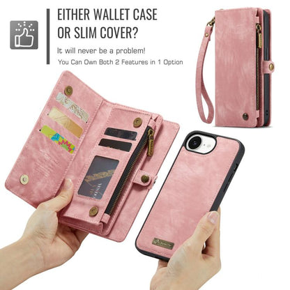 For iPhone 16e CaseMe 008 Detachable Multifunctional Leather Phone Case(Pink) - iPhone 16e Cases by CaseMe | Online Shopping UK | buy2fix