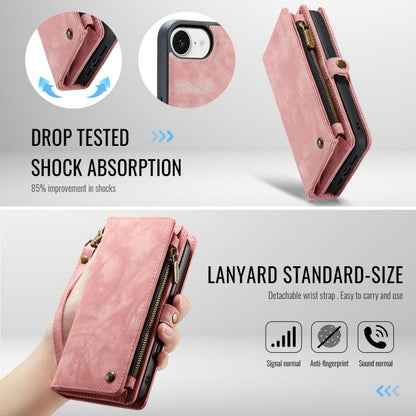 For iPhone 16e CaseMe 008 Detachable Multifunctional Leather Phone Case(Pink) - iPhone 16e Cases by CaseMe | Online Shopping UK | buy2fix