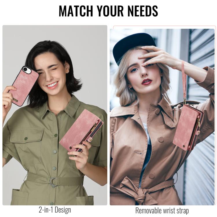 For iPhone 16e CaseMe 008 Detachable Multifunctional Leather Phone Case(Pink) - iPhone 16e Cases by CaseMe | Online Shopping UK | buy2fix