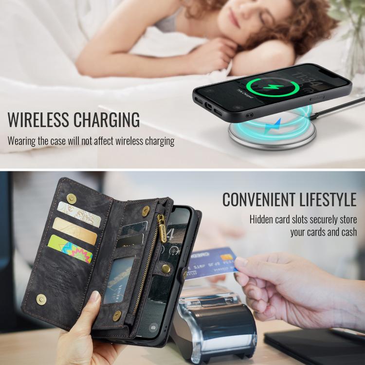 For iPhone 16e CaseMe 008 Detachable Multifunctional Leather Phone Case(Black) - iPhone 16e Cases by CaseMe | Online Shopping UK | buy2fix