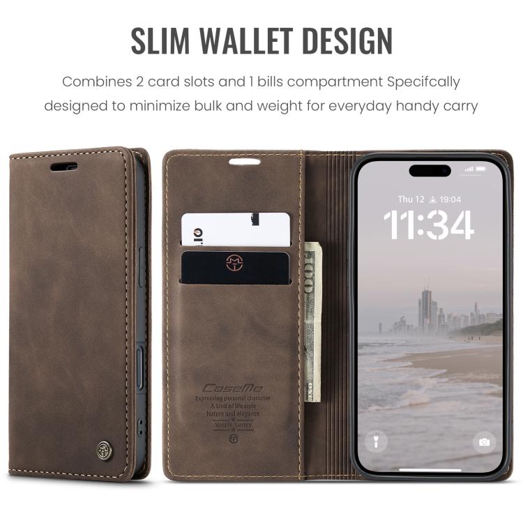 For iPhone 16 Plus CaseMe 013 Multifunctional Horizontal Flip Leather Phone Case(Coffee) by CaseMe