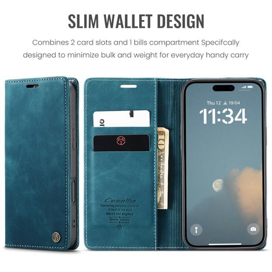 For iPhone 16 Plus CaseMe 013 Multifunctional Horizontal Flip Leather Phone Case(Blue) by CaseMe
