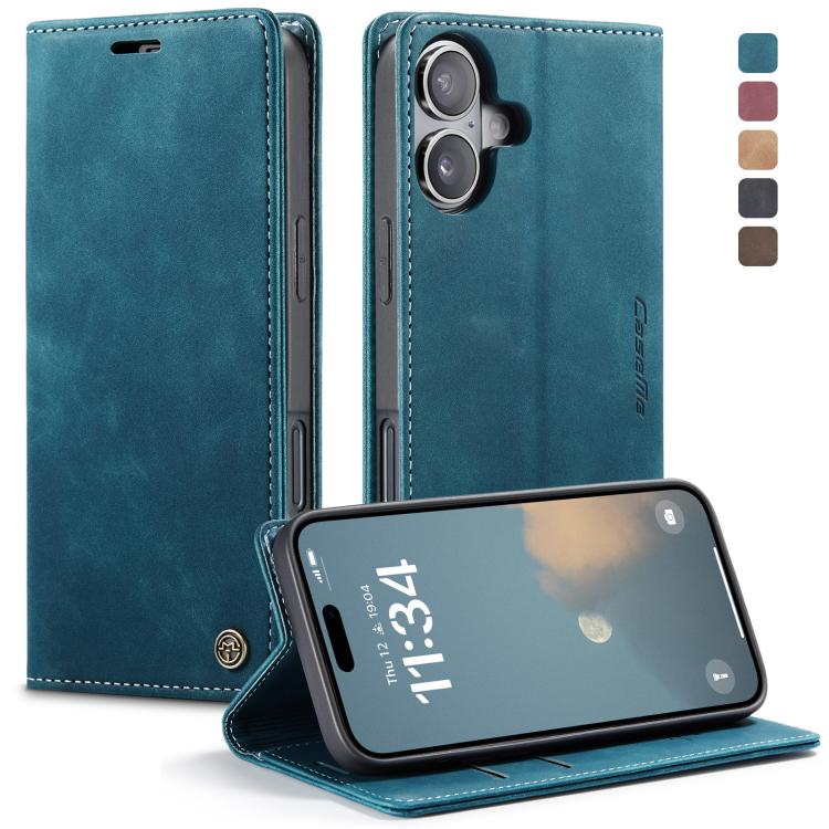 For iPhone 16 Plus CaseMe 013 Multifunctional Horizontal Flip Leather Phone Case(Blue) by CaseMe