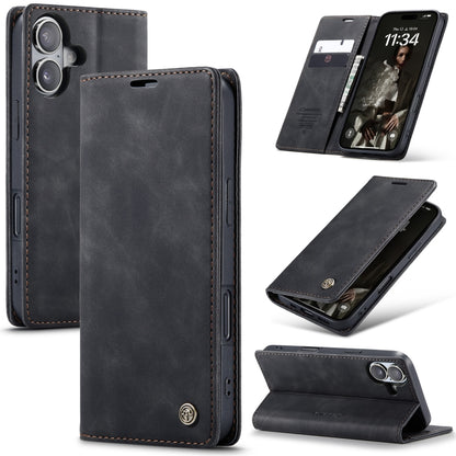 For iPhone 16 Plus CaseMe 013 Multifunctional Horizontal Flip Leather Phone Case(Black) - iPhone 16 Plus Cases by CaseMe | Online Shopping UK | buy2fix