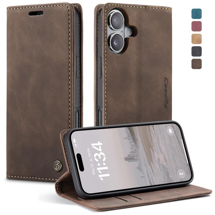 For iPhone 16 CaseMe 013 Multifunctional Horizontal Flip Leather Phone Case(Coffee) by CaseMe