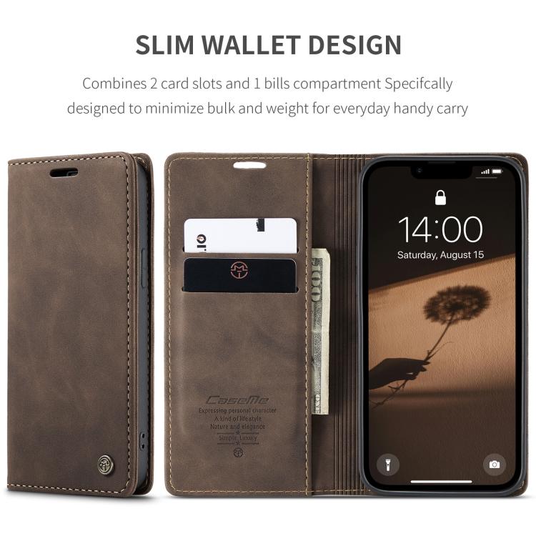 For iPhone 16e CaseMe 013 Multifunctional Horizontal Flip Leather Phone Case(Coffee) - iPhone 16e Cases by CaseMe | Online Shopping UK | buy2fix