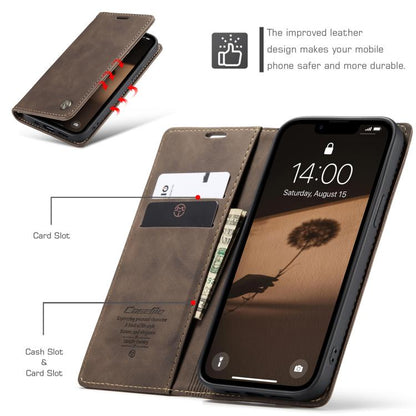 For iPhone 16e CaseMe 013 Multifunctional Horizontal Flip Leather Phone Case(Coffee) - iPhone 16e Cases by CaseMe | Online Shopping UK | buy2fix