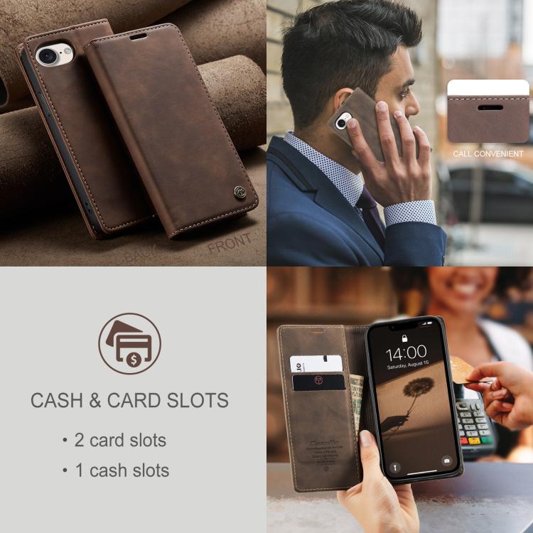For iPhone 16e CaseMe 013 Multifunctional Horizontal Flip Leather Phone Case(Coffee) - iPhone 16e Cases by CaseMe | Online Shopping UK | buy2fix