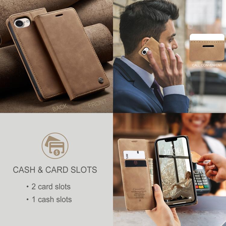 For iPhone 16e CaseMe 013 Multifunctional Horizontal Flip Leather Phone Case(Brown) - iPhone 16e Cases by CaseMe | Online Shopping UK | buy2fix