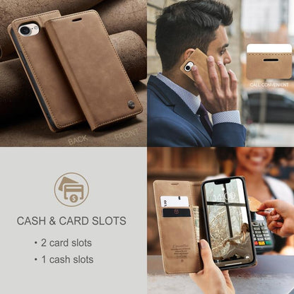 For iPhone 16e CaseMe 013 Multifunctional Horizontal Flip Leather Phone Case(Brown) - iPhone 16e Cases by CaseMe | Online Shopping UK | buy2fix