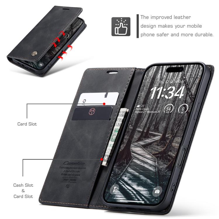 For iPhone 17 Pro CaseMe 013 Multifunctional Horizontal Flip Leather Phone Case(Black) - iPhone 17 Pro Cases by CaseMe | Online Shopping UK | buy2fix