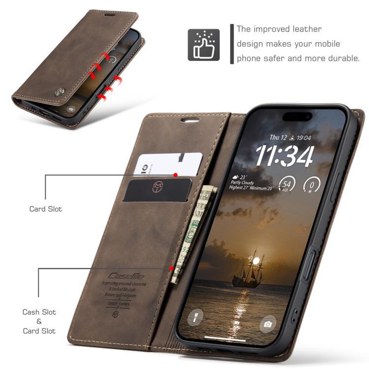 For iPhone 17 Pro Max CaseMe 013 Multifunctional Horizontal Flip Leather Phone Case(Coffee) - iPhone 17 Pro Max Cases by CaseMe | Online Shopping UK | buy2fix