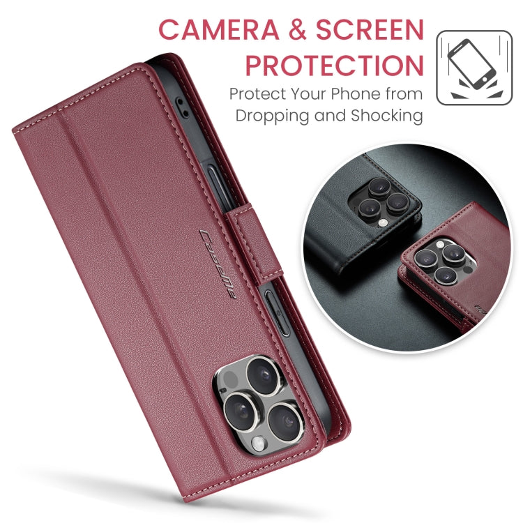 For iPhone 16 Pro Max CaseMe 023 Butterfly Buckle Litchi Texture RFID Anti-theft Leather Phone Case(Red) - iPhone 16 Pro Max Cases by CaseMe | Online Shopping UK | buy2fix