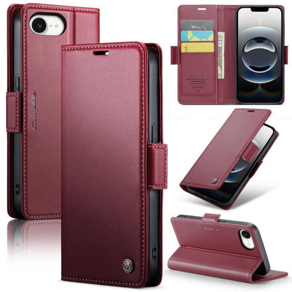 For iPhone 16e CaseMe 023 Butterfly Buckle Litchi Texture RFID Anti-theft Leather Phone Case(Red) - iPhone 16e Cases by CaseMe | Online Shopping UK | buy2fix