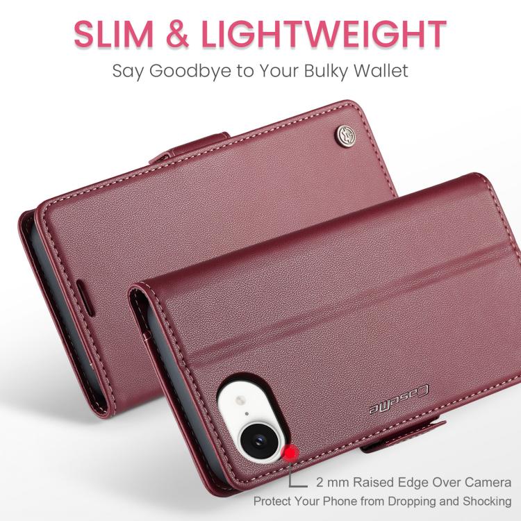 For iPhone 16e CaseMe 023 Butterfly Buckle Litchi Texture RFID Anti-theft Leather Phone Case(Red) - iPhone 16e Cases by CaseMe | Online Shopping UK | buy2fix
