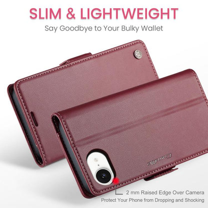For iPhone 16e CaseMe 023 Butterfly Buckle Litchi Texture RFID Anti-theft Leather Phone Case(Red) - iPhone 16e Cases by CaseMe | Online Shopping UK | buy2fix