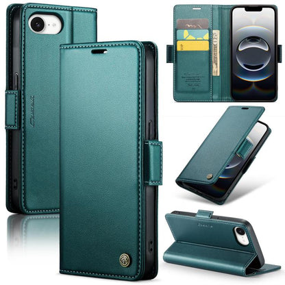 For iPhone 16e CaseMe 023 Butterfly Buckle Litchi Texture RFID Anti-theft Leather Phone Case(Green) - iPhone 16e Cases by CaseMe | Online Shopping UK | buy2fix