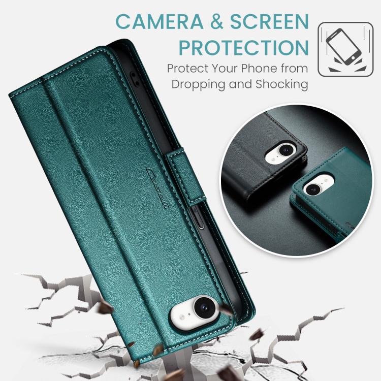 For iPhone 16e CaseMe 023 Butterfly Buckle Litchi Texture RFID Anti-theft Leather Phone Case(Green) - iPhone 16e Cases by CaseMe | Online Shopping UK | buy2fix