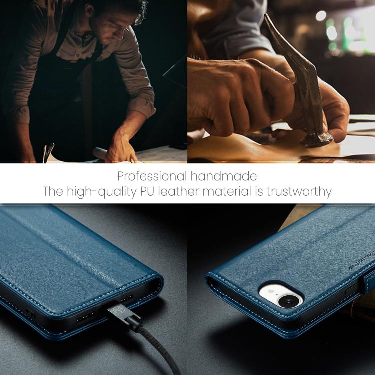 For iPhone 16e CaseMe 023 Butterfly Buckle Litchi Texture RFID Anti-theft Leather Phone Case(Blue) - iPhone 16e Cases by CaseMe | Online Shopping UK | buy2fix